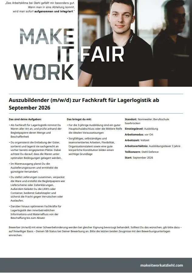 Titelbild - Ausbildung (m/w/d) zur Fachkraft für Lagerlogistik ab September 2026