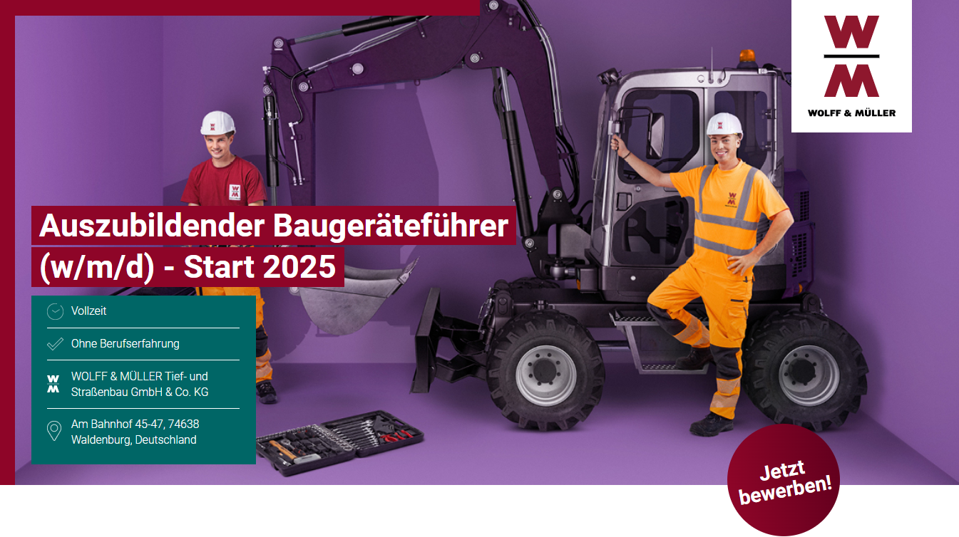 Titelbild - Auszubildender Baugeräteführer - Start 2025 (m/w/d)